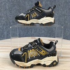Skechers Sneaker Kids 5 Black Yellow Super Z Athletic Mesh Leather SN 91306N