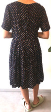 TOAST 10 (12) Navy Blue Poplin Smock Spring Summer Dress Square Print