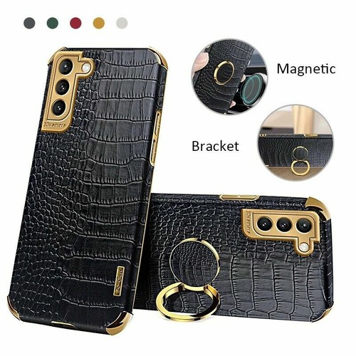 Case For Samsung S23 FE S22 S21 S20 FE S10 Crocodile Leather Ring Holder Cover - Picture 8 of 20