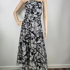 VTG Chelsea Nites Dress Strapless Black  Gray Tulle Maxi Sz 6 Prom Fairy