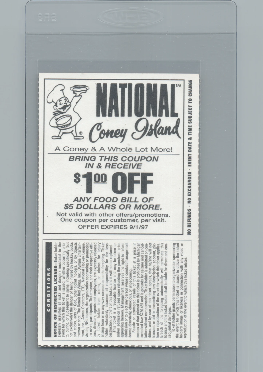Fight Night at the Joe 3-26-1997 Ticket Stub McCarty fight Lemieux