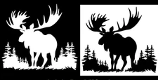 Moose Forest TWO Vinyl Decals Car Truck Tablet Laptop Mug Window Tumbler Mailbox