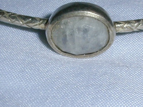 CID- CLYDE DUNEIER TEXTURED STERLING FACETED MOONSTONE BANGLE BRACELET! - 第 3/5 張圖片