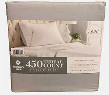 Member's Mark 450-Thread-Count Solid Sheet Set Soft Silver, Twin/Twin XL