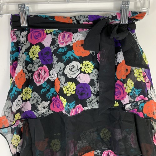 D-Signed Skirt Youth Large (14-16) Chiffon Lined Floral Print Asymmetrical Hem - Picture 2 of 10