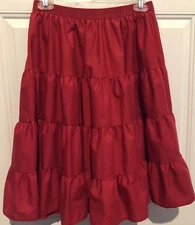 Malcom Mode Red Tiered Stretch Band Women's Skirt Square Square Medium USA