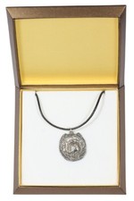 Chow Chow - silver covered necklace with dog, in box, Art Dog USA