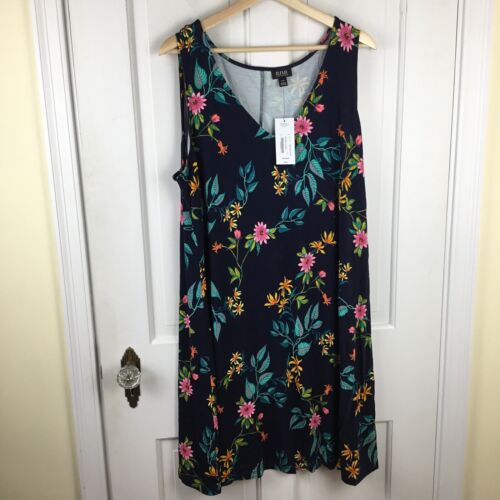 a.n.a Tropical Floral Dress Womens XXL Shift Sleeveless Casual Rayon Stretch NWT