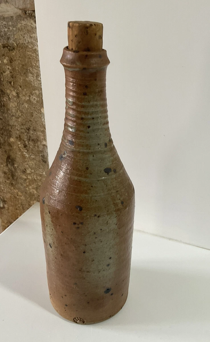 Ancien cruchon ou bouteille en grès vernissé | Décoration vintage