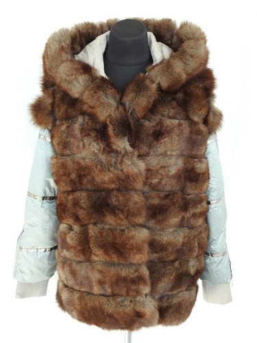 Designer Genuine Fur Puffer Down Hooded Jacket Coat Black Sz M L NEW NWD - Picture 14 of 21
