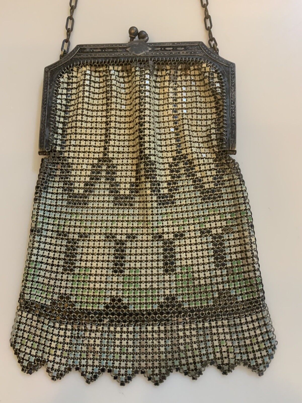 Antique Whiting & davis mesh purse Or Mandalian P… - image 3