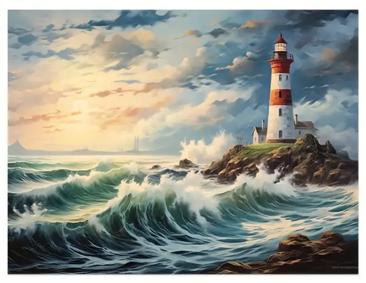 Waves Crashing On Lighthouse Waves Crashing Into A Lighthouse By John