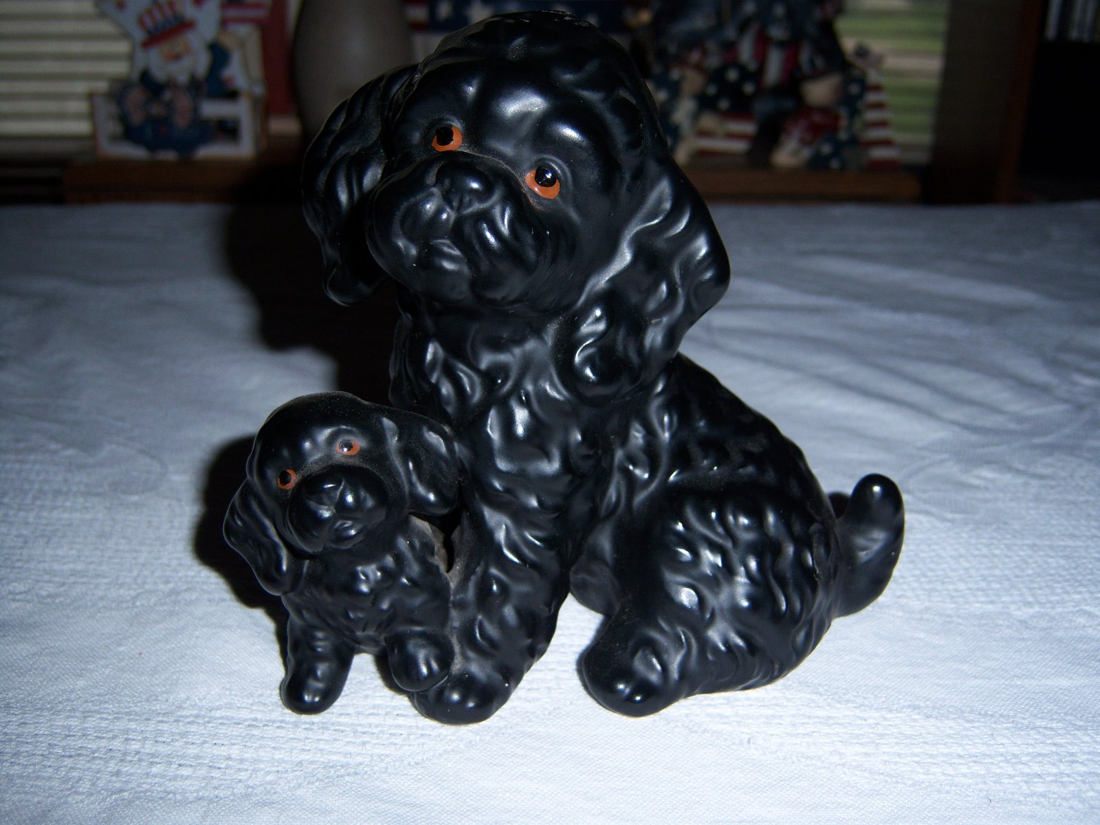 Vintage Black Sitting Poodles Figurine eBay