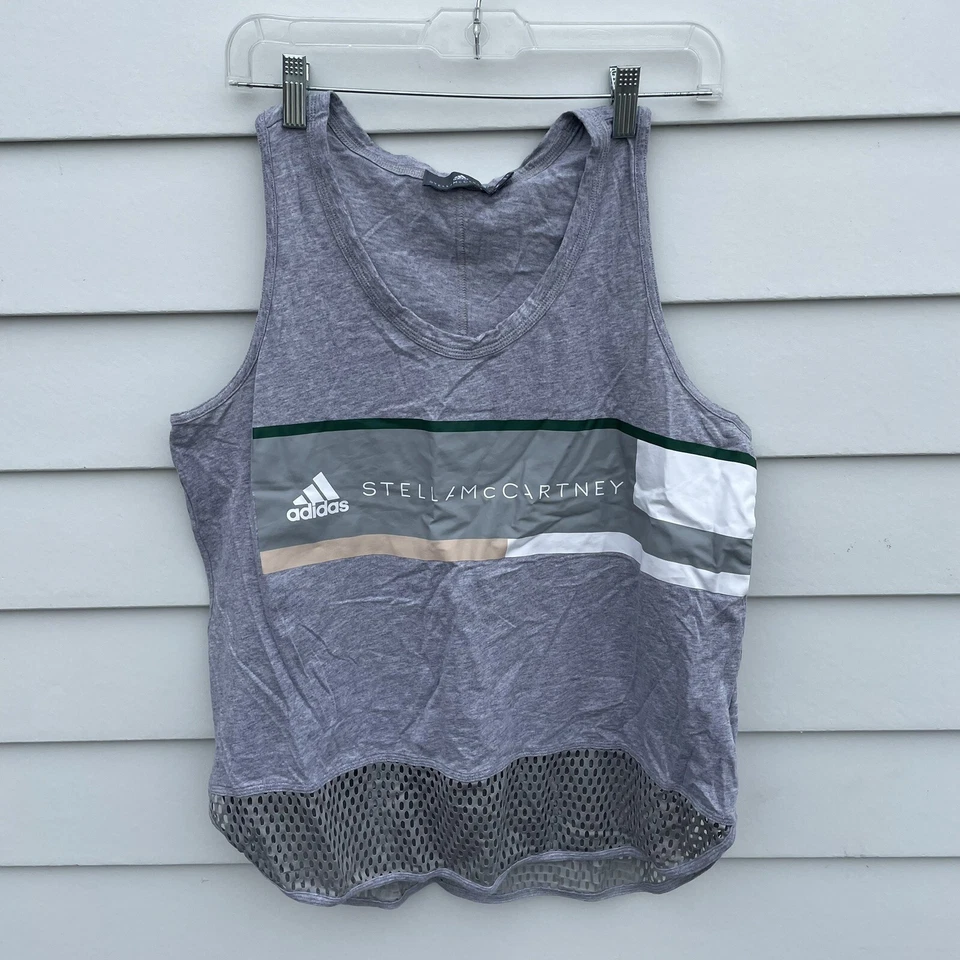 Adidas x Stella Mccartney Womens Essential Logo Tank Top Sleeveless Shirt Gray M - Image 2 of 4