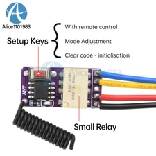 3.7V-12V RF Remote PCB Board 433MHZ Relay Switch Signal Module W/ Remote Control