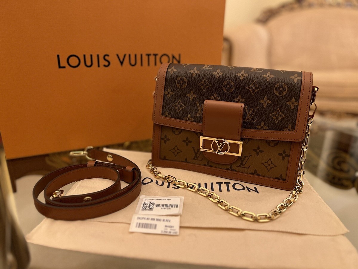 Louis Vuitton Daphne Shoulder Bag MM Brown Leather Monogram