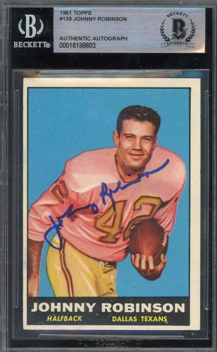 Johnny Robinson Beckett BAS Signed 1961 Topps Rookie Autograph