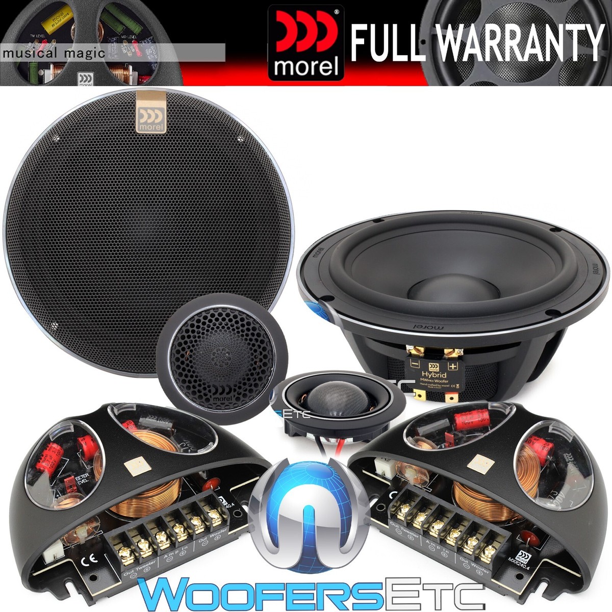 MOREL HYBRID 62 6.5&quot; CAR 2-WAY 140W RMS COMPONENT SPEAKERS 