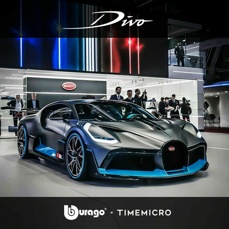 Bburago x TimeMicro 1:64 Bugatti Divo Dark Grey Diecast Model Car