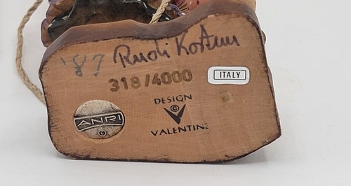 Anri Italy Let's Play Figurine Signed Hand Carved Wood Sarah Key 1987 Retired 4" - Picture 9 of 12