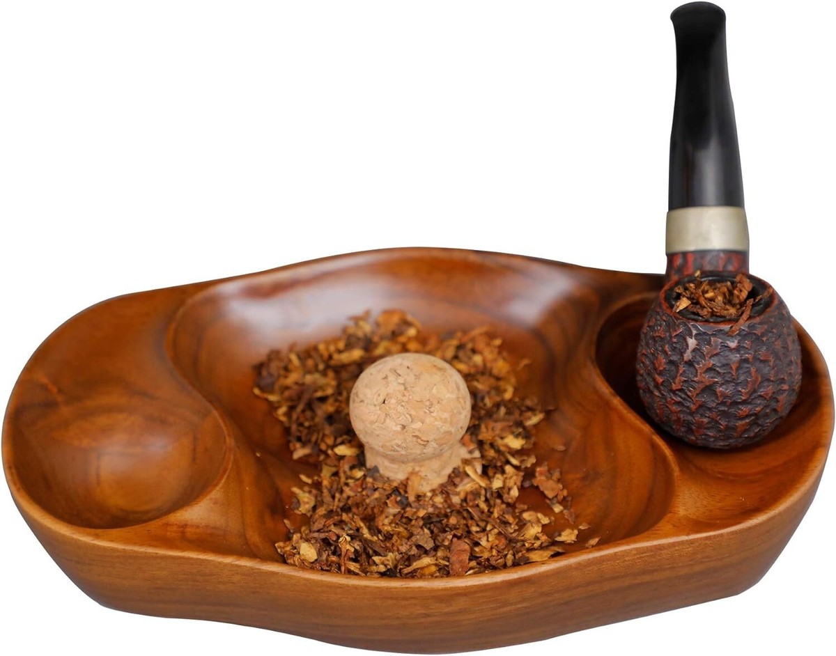 tobacco pipe ashtray Vintage Indian Walnut Tobacco Pipe Ash Tray with Cork Knocker - Handcrafted  G