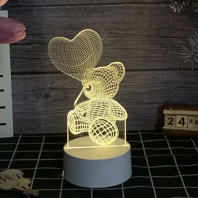   3D Bear Night Light | Touch Switch Lamp & Change Color | 3 Light Colors | Val