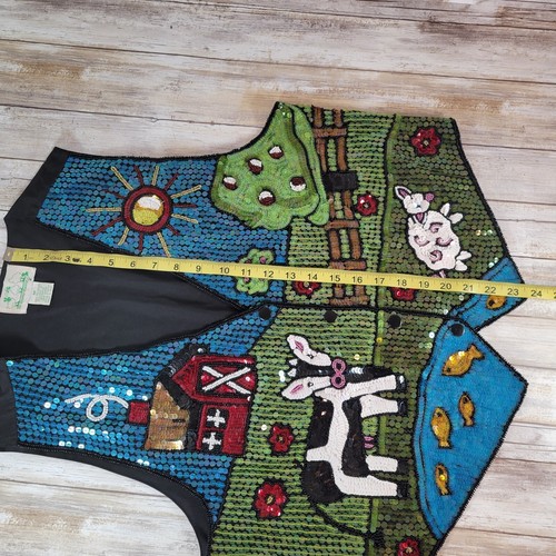 The Quacker Factory Sequin Farm Animal Barnyard Vest QVC Medium - Picture 13 of 16