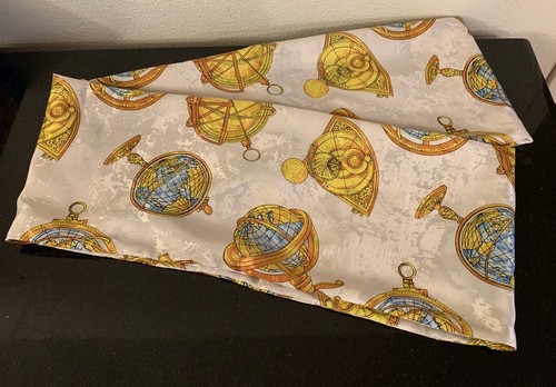 Bufanda Mujer Infinito Poliéster Sedoso Diseño Globo Beige Dorado Hecho a Mano Capucha Nuevo - Imagen 6 de 6