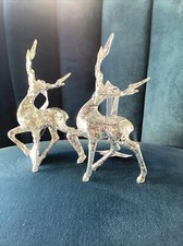 Image of 2 X Silver Vintage Style Hanging Reindeer Tree Decoration 14cm By Heaven Sends