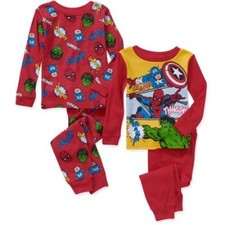Marvel Avengers 4 PC Long Sleeve Tight Fit Cotton Pajama Set Boy Size 5T