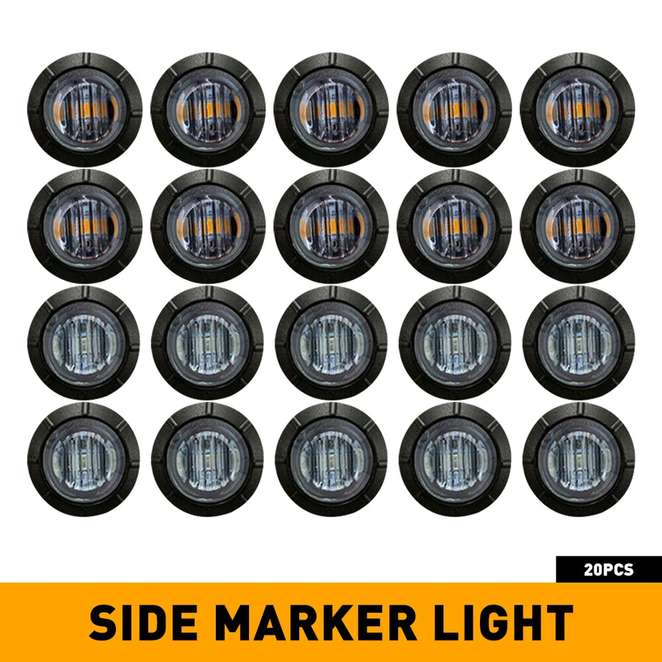 20X Amber 3/4"Round LED Bullet Clearance Side Marker Lights For Truck Trailer RV - Image 2 of 4