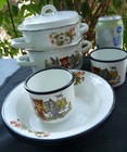 Vintage80s Soviet~Enamel on Steel~CHiLD Kids SET 8pc~2 Pots~2Cups~2Bowls~Camping — photo 5