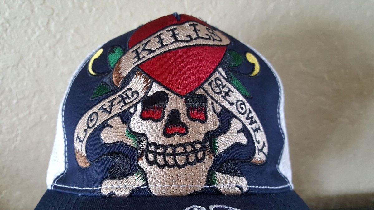 Ed Hardy HEART SKULL Hat Blue Cap | eBay display picture 1