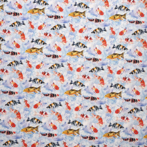 100% Cotton Sea Life Aquarium Fish Whale Novelty Kids Children Craft Fabric | FQ - Picture 3 of 13