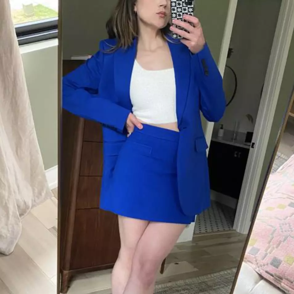 ZARA WOMAN NWT FITTED BLAZER WITH POCKETS JACKET ROYAL BLUE 2704