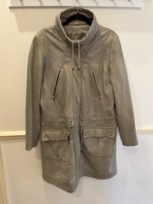 Woodlands Women's Leather Parka Coat, Slate, Size UK 16