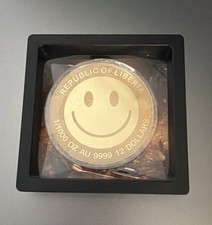 SMILEY 1/1000 Oz 24k Gold 999 Coin card 12 Liberia 2026