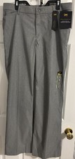 Lee Gray Wrinkle Free Mid-Rise Relax Fit Straight Leg Pants Size 14 Long NWT