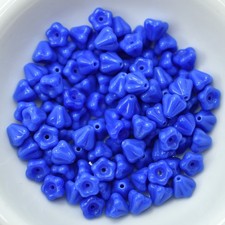 4x6mm Bell Flower Opaque Cornflower Blue, 30 Beads Czech Glass