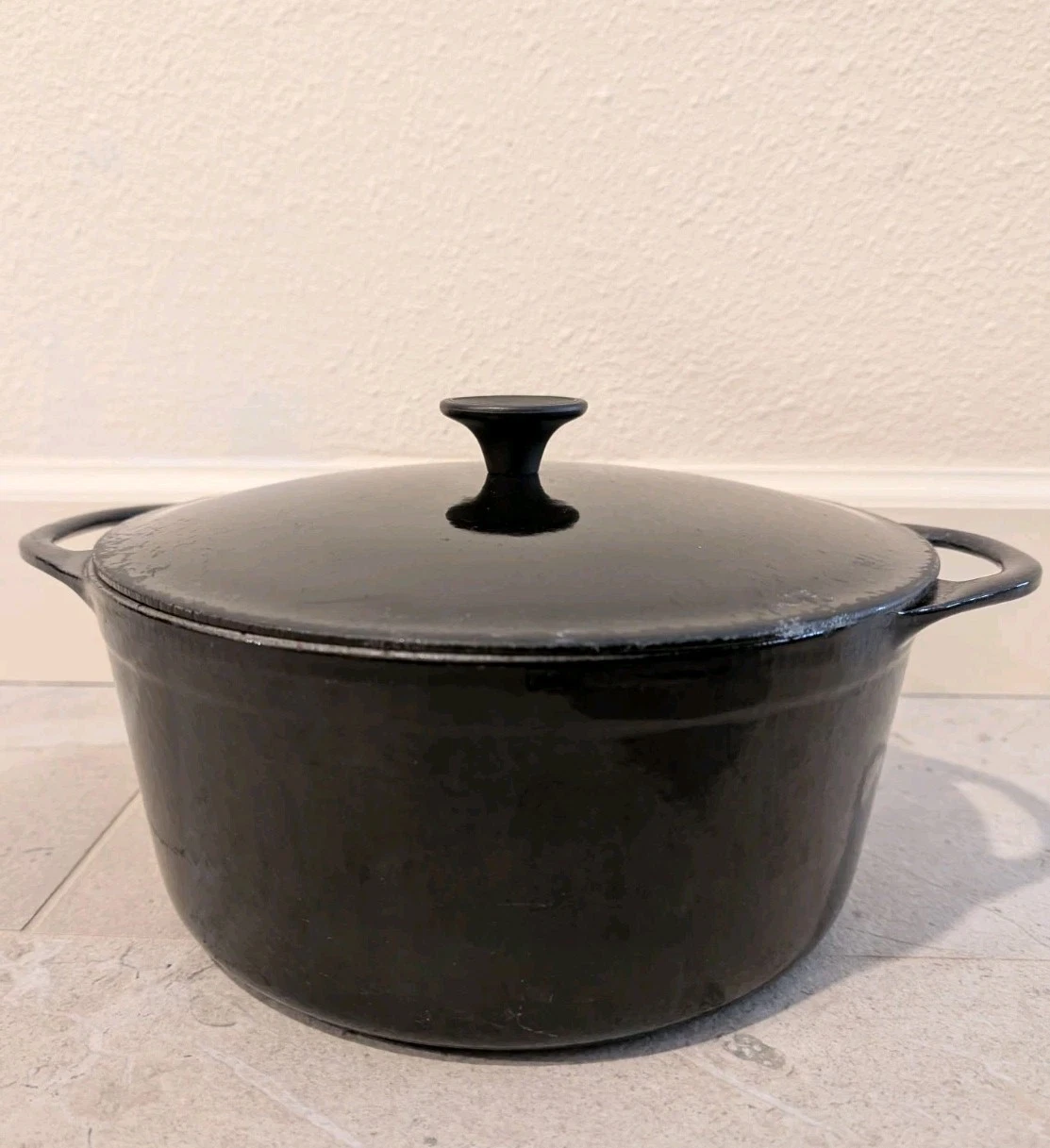 Cousances Le Creuset #24 Black Enamel Cast Iron Dutch Oven Made In France