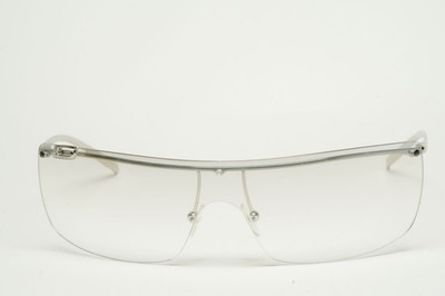 Gucci Sunglasses 2001 Vintage Shield Silver Light Grey Tint GG