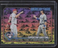 2024 Topps #413 Superstar Greeting Bobby Witt Jr Mike Trout Beach Umbrellas /50