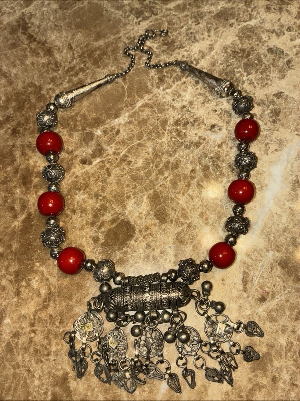 Antique Yemeni Silver Necklace Bedouin Handmade.