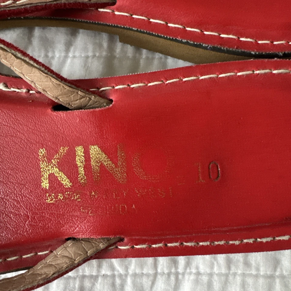 Chanclas planas de cuero con correa delgada rojas Key West Florida hechas por KINO talla 10 Foto 3 de 4