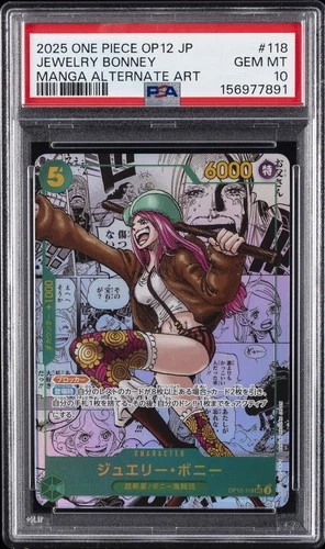 2025 ONE PIECE JPN LEGACY OF THE MASTER MANGA ALT ART #118 JEWELRY BONNEY PSA 10