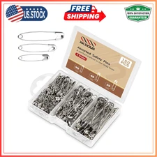 XKDOUS Safety Pins, 150 PCS Safety Pins Assorted, 3 Different Sizes Silver Sa...