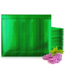 Green Metallic Bubble Mailers Waterproof Padded 50 Count 13.75 x 11 in