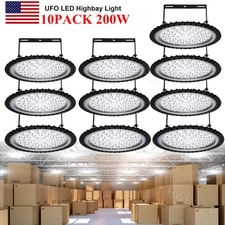 10Pack 200W 200 Watt UFO LED High Bay Light Commercial Bay Lighting Garage Lamp