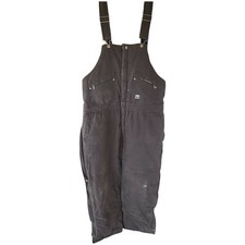Real Ranch Wear Bib Overalls Mens XL Black Insulated Duck Canvas Double Knee