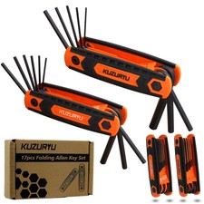 17-Piece Folding Hex Key Set, SAE Metric, Heat-Treated Chrome-Vanadium Stee...